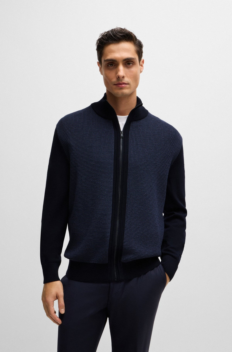 ZIP-UP CARDIGAN IN WOOL WITH MIXED STRUCTURES 2