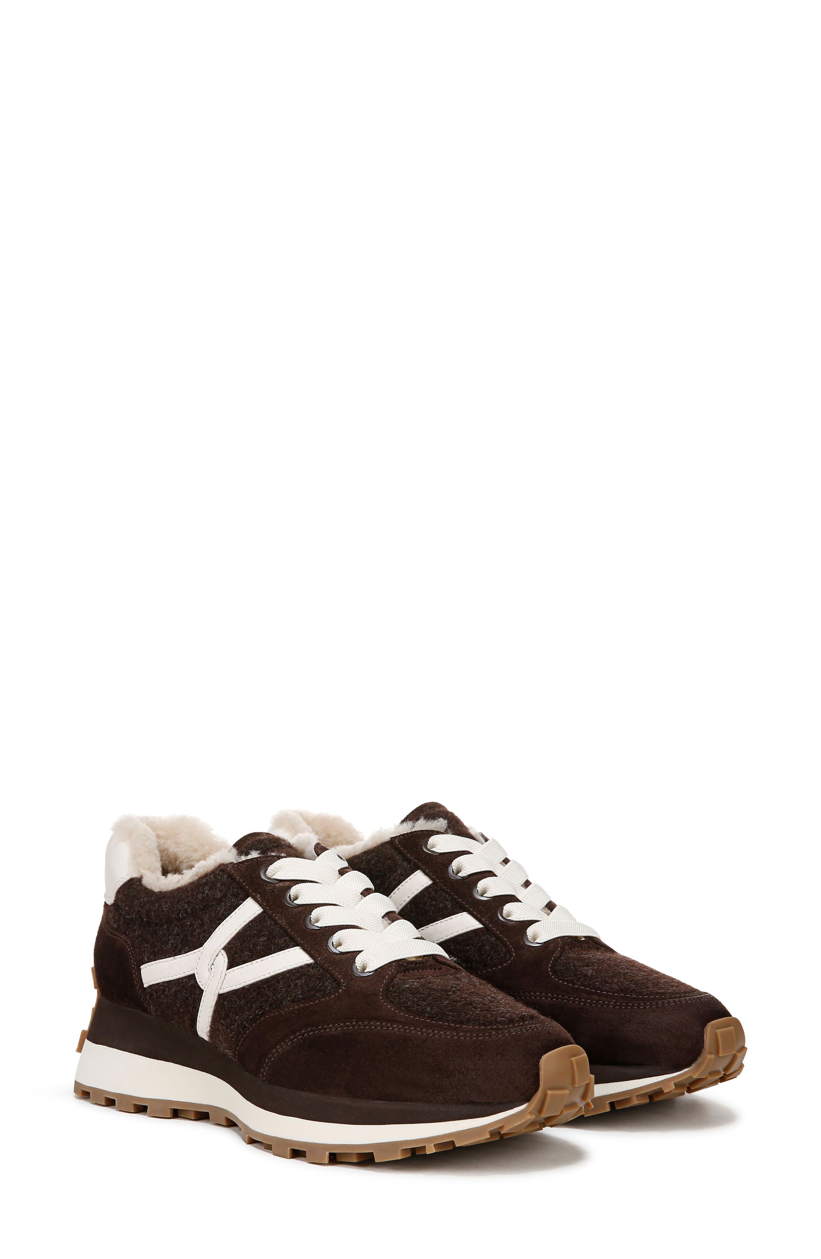 Veronica Beard Valentina Genuine Shearling Lined Sneaker in Espresso at Nordstrom - 8
