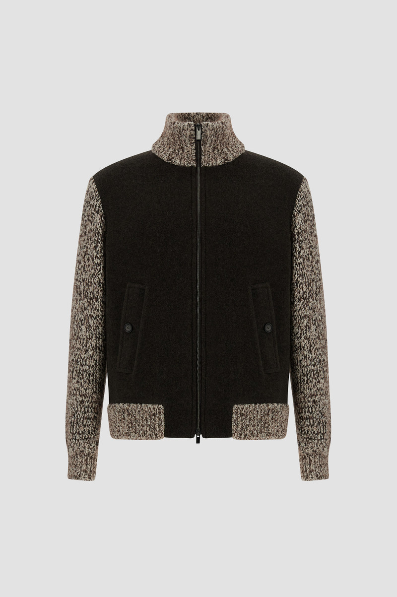 HYBRID ZIP-UP SWEATER IN WOOL AND ALPACA - 1