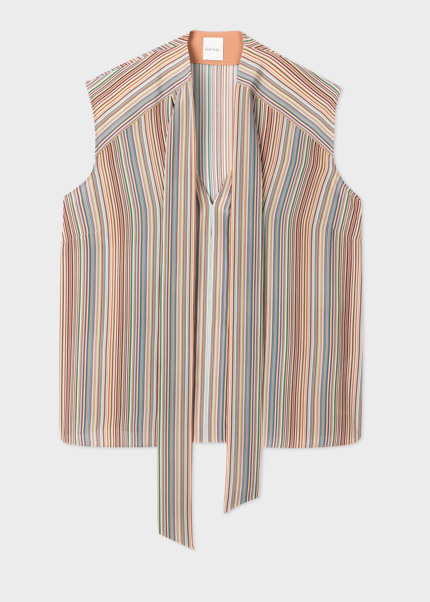 'Signature Stripe' Silk Tie Neck Blouse - 2