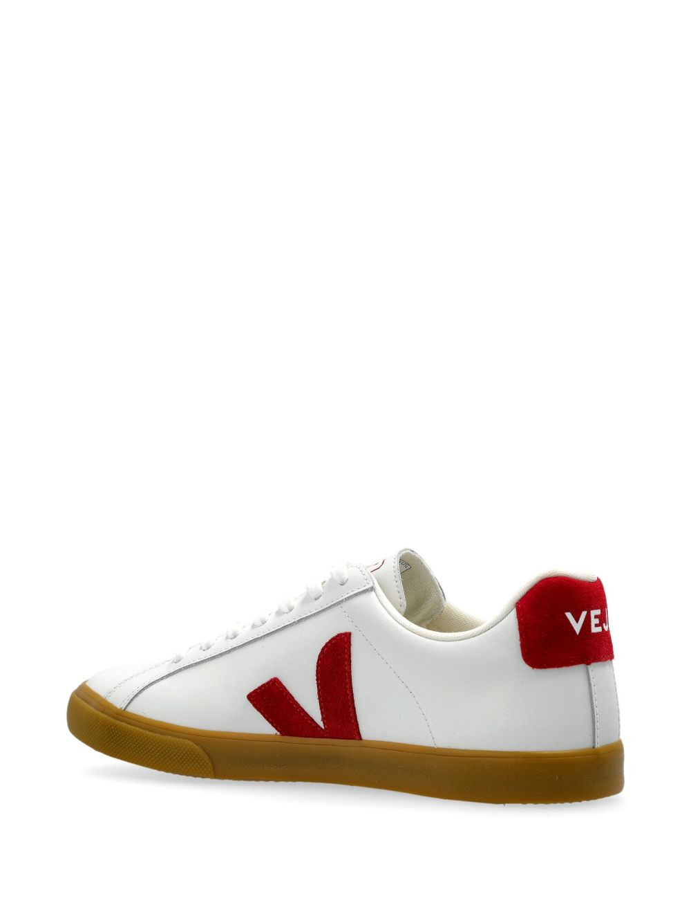 leather V-logo sneakers - 4