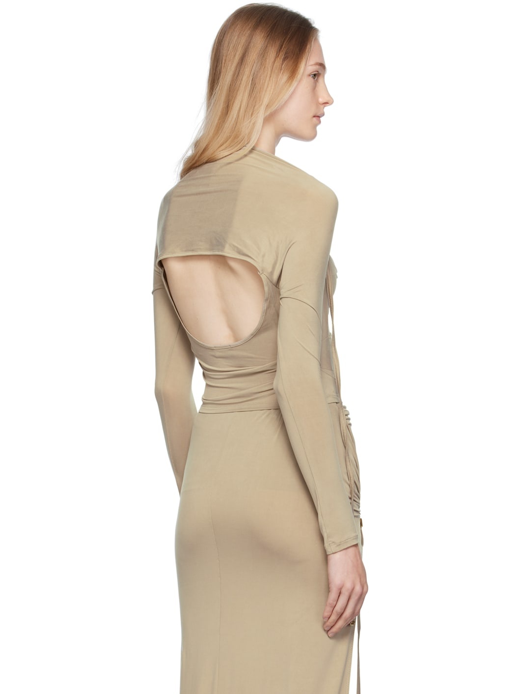 Khaki Le Chouchou 'Le Haut Peplo' Long Sleeve T-Shirt - 3