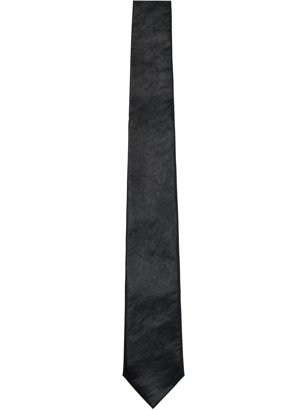 Black 'Real Fake Leather' Tie - 1