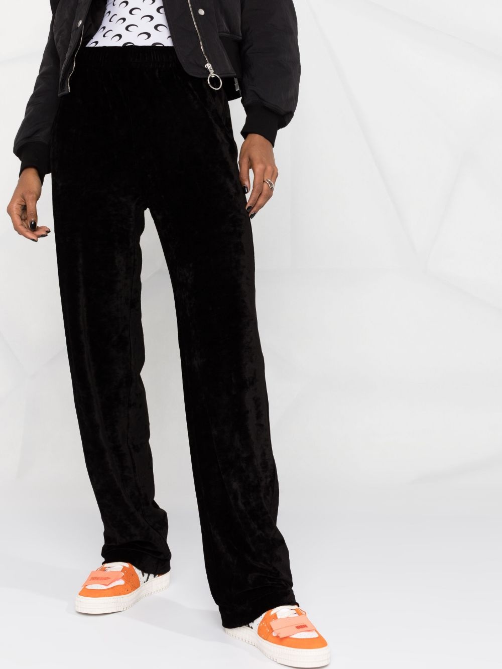 velvet straight-leg trousers - 3
