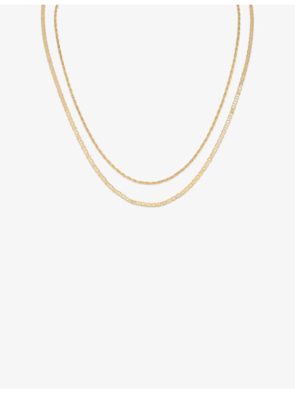 Illusion Double Chain 18ct Yellow Gold-Plated Brass Necklace - 1