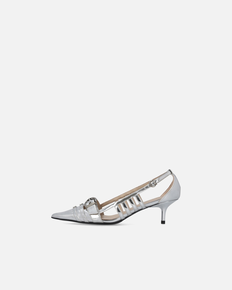PINKO SILVER MIRRORED SLINGBACK PUMPS outlook