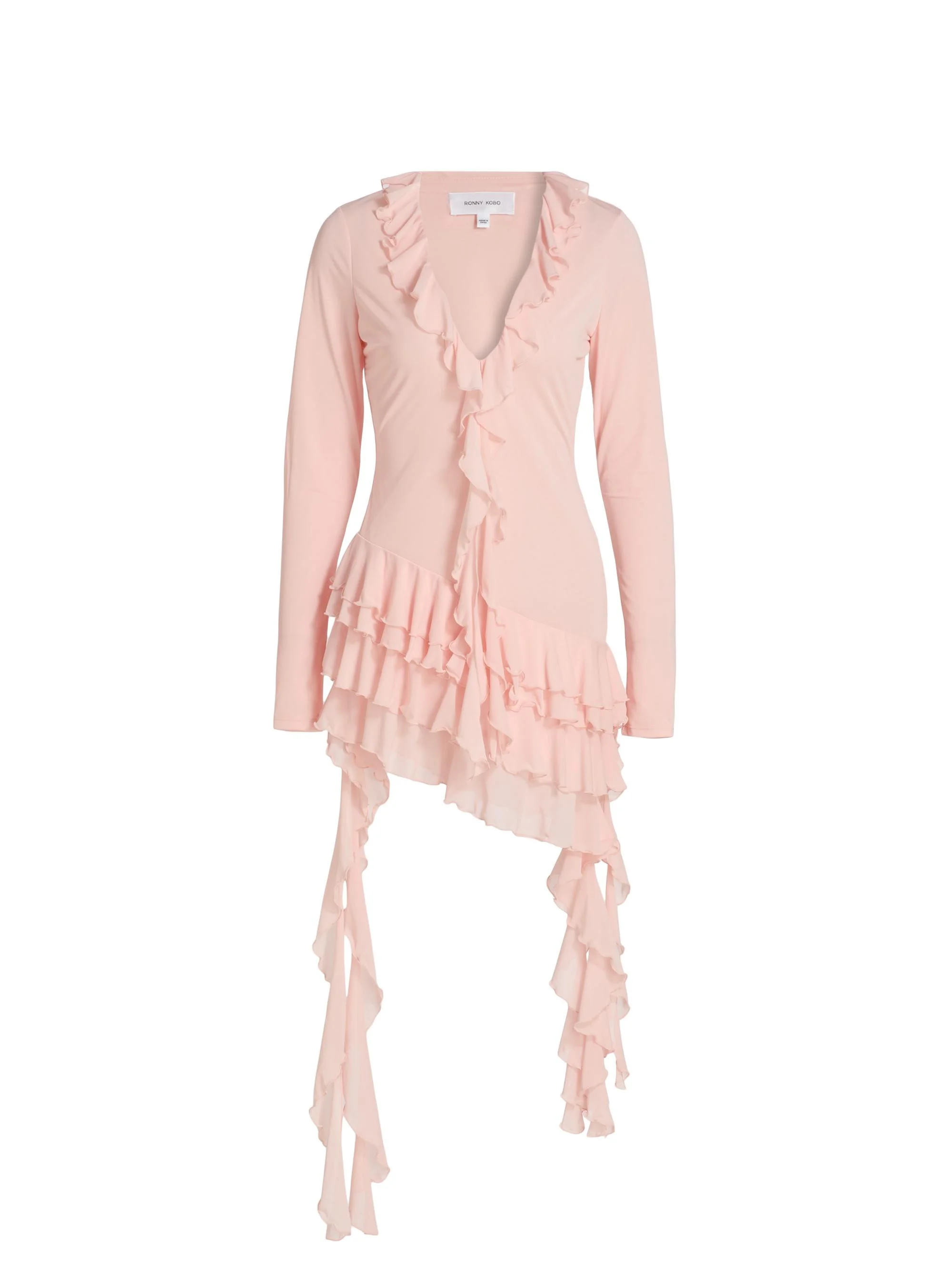 Women's Lyla Ruffled Jersey Minidress - Seashell - 1