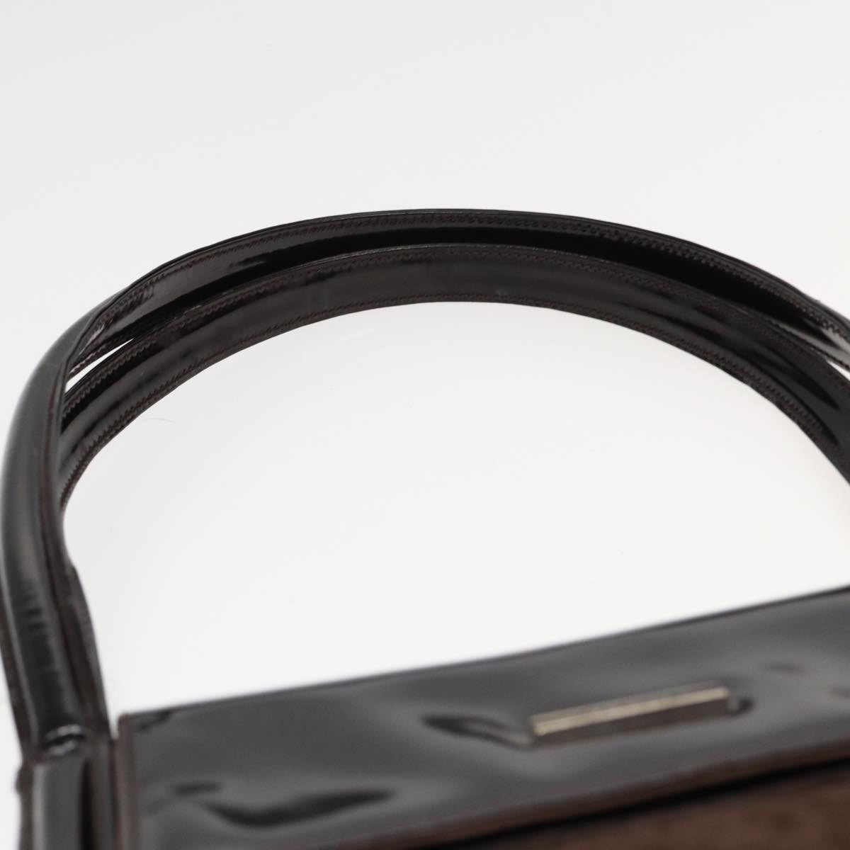 GUCCI Tote Bag Enamel Suede Brown - 14
