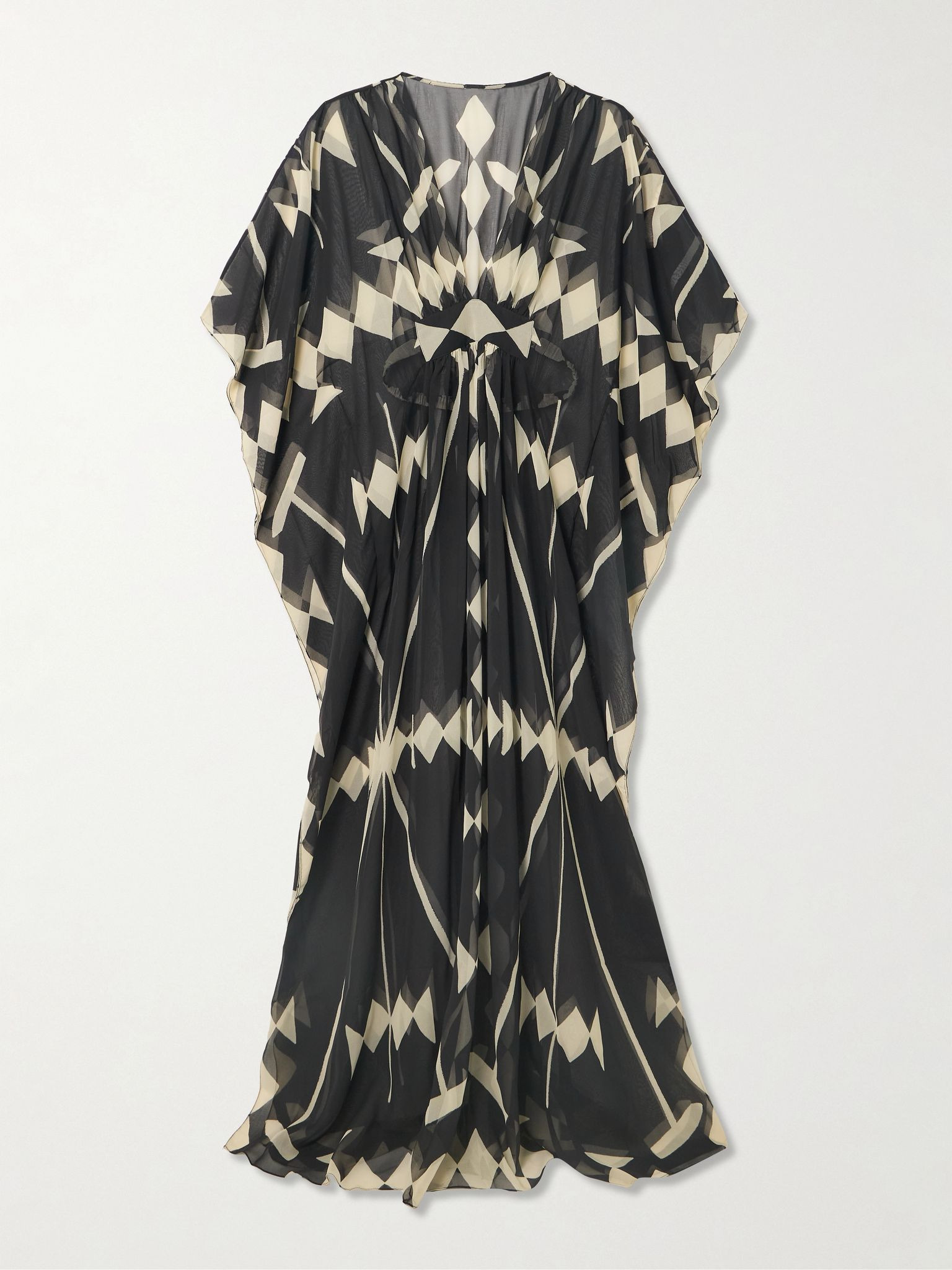 Secret Garden printed recycled-georgette kaftan Black - 1