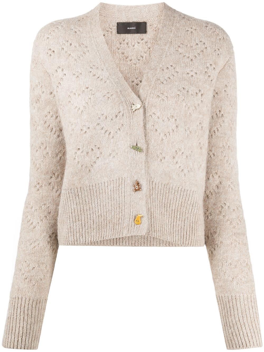 perforated v-neck cardigan - 1