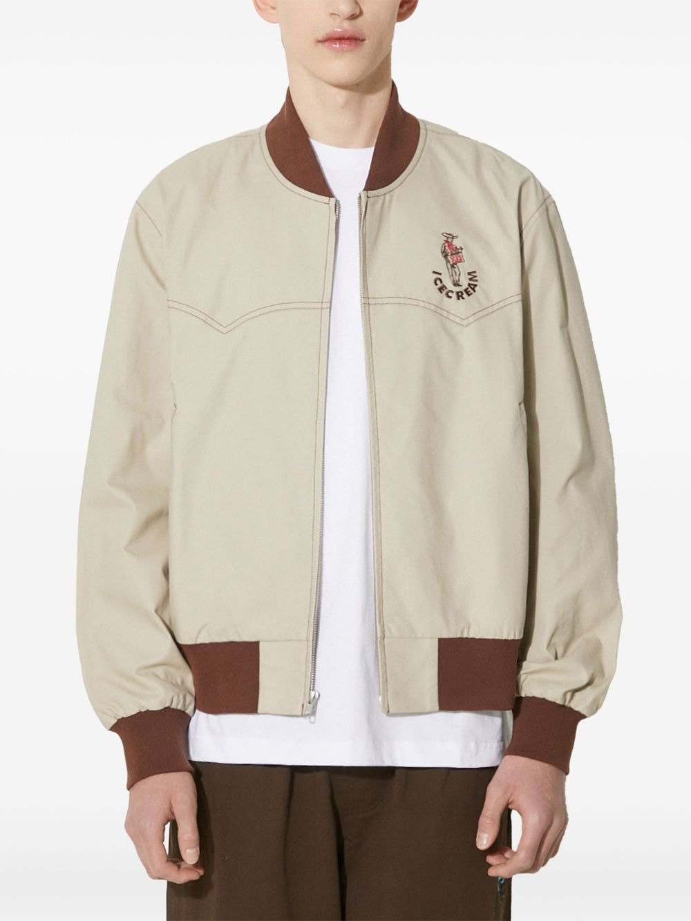logo-embroidered bomber jacket - 2