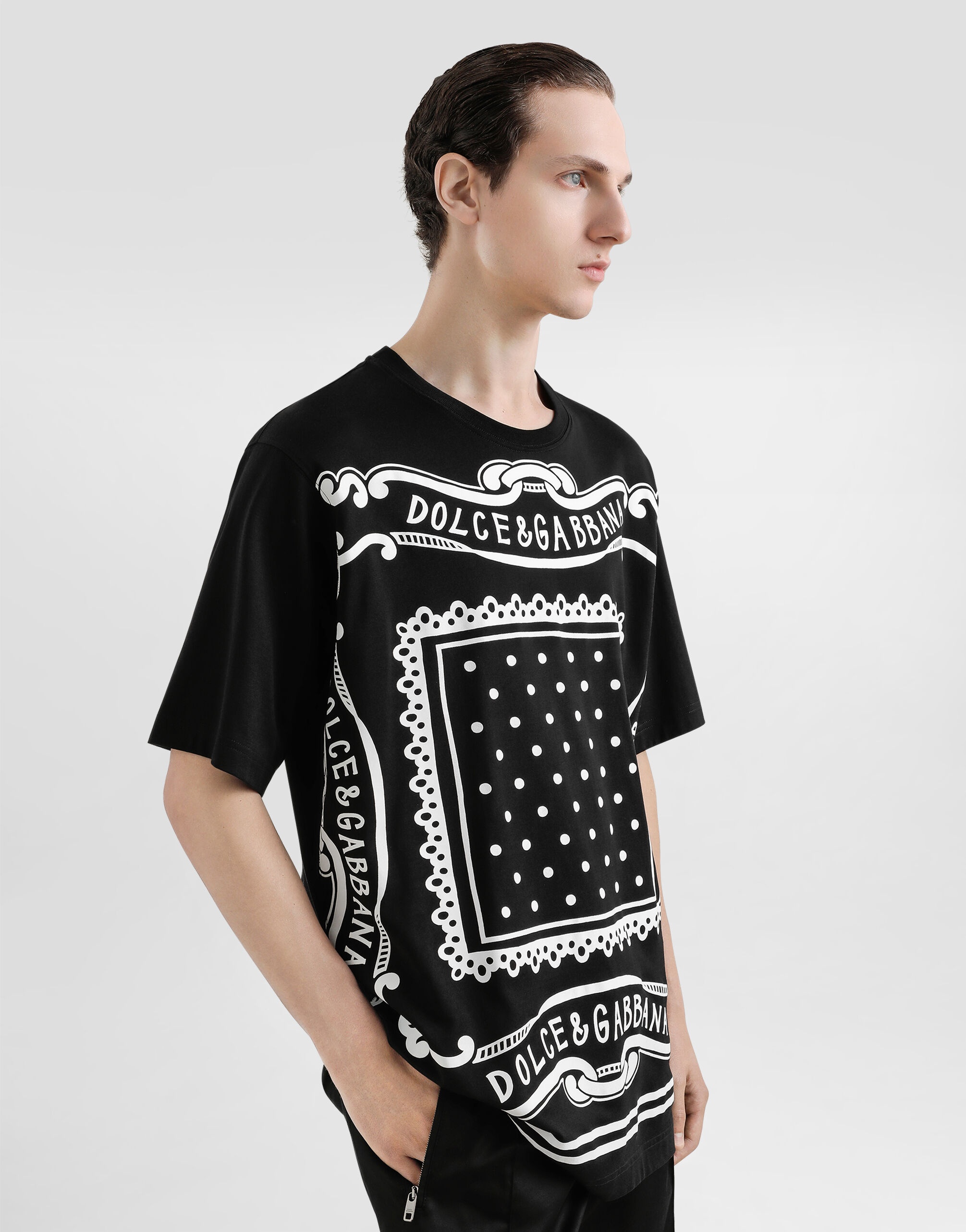 Cotton T-shirt with bandanna print - 5