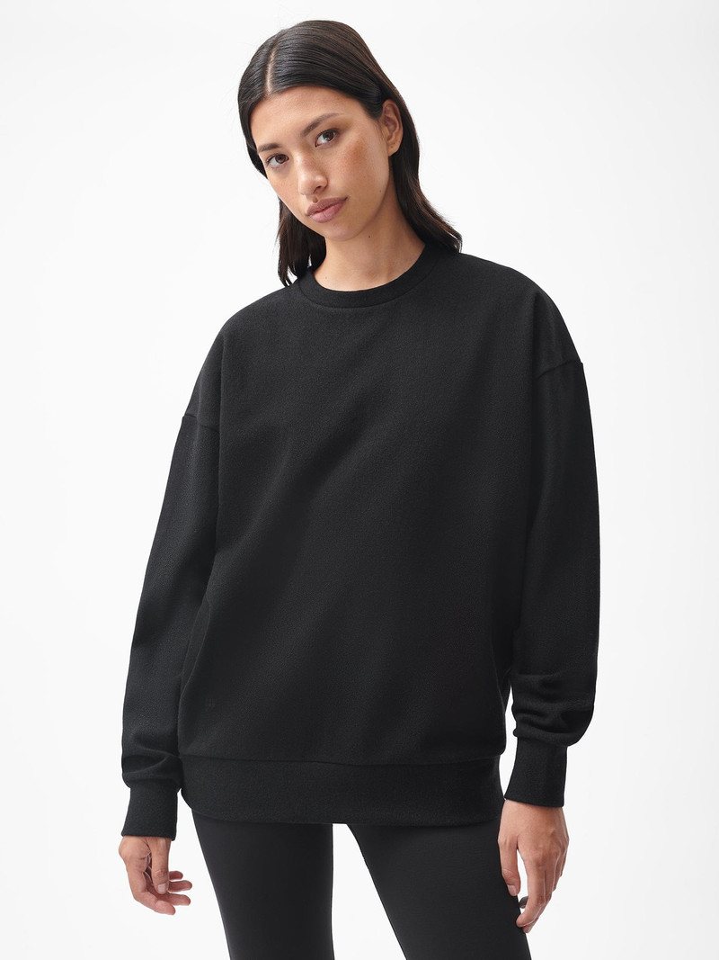 PANGAIA Womens Recycled Wool Jersey Oversized Sweater - Black outlook