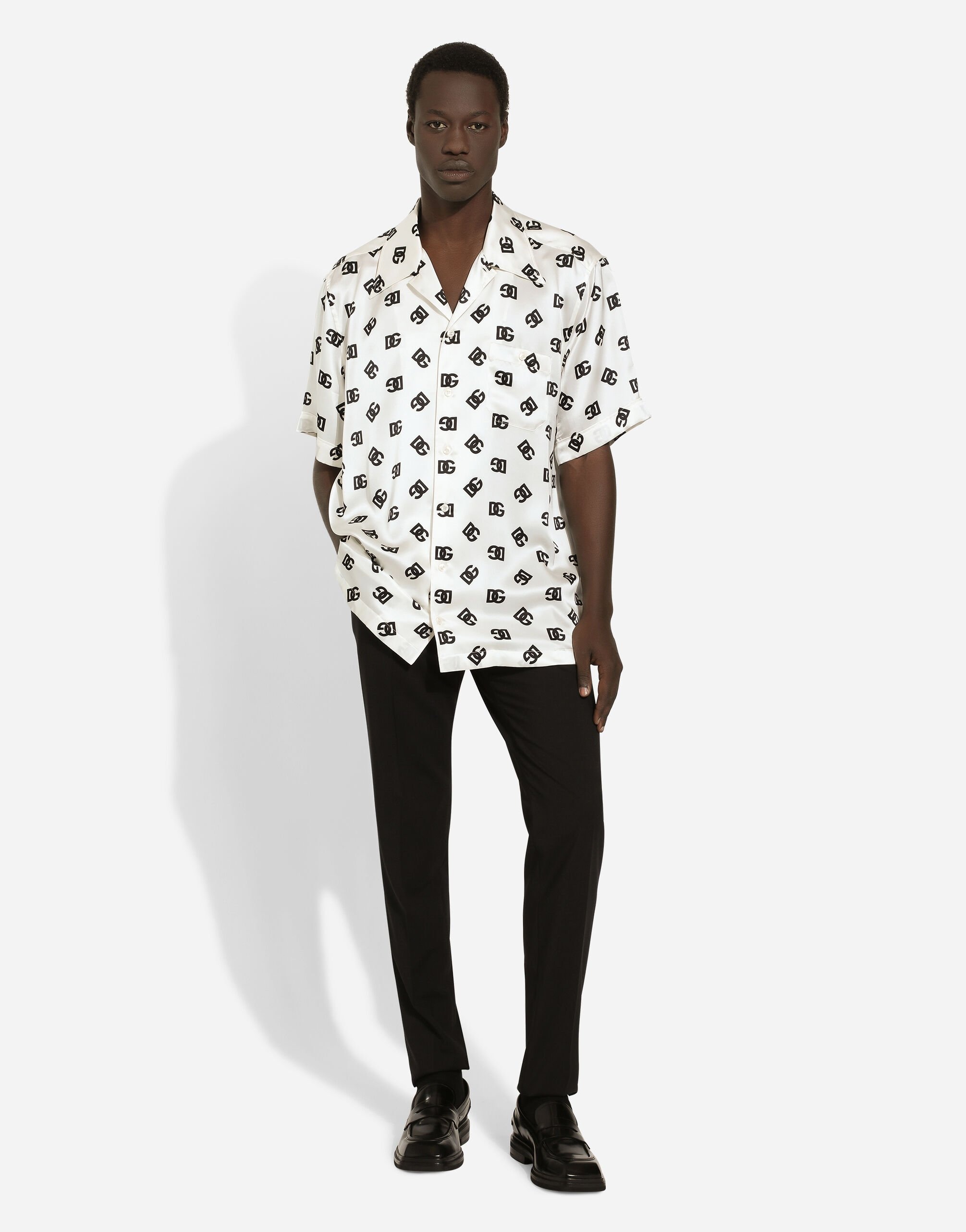 Dolce & Gabbana Silk Hawaiian shirt with DG Monogram print