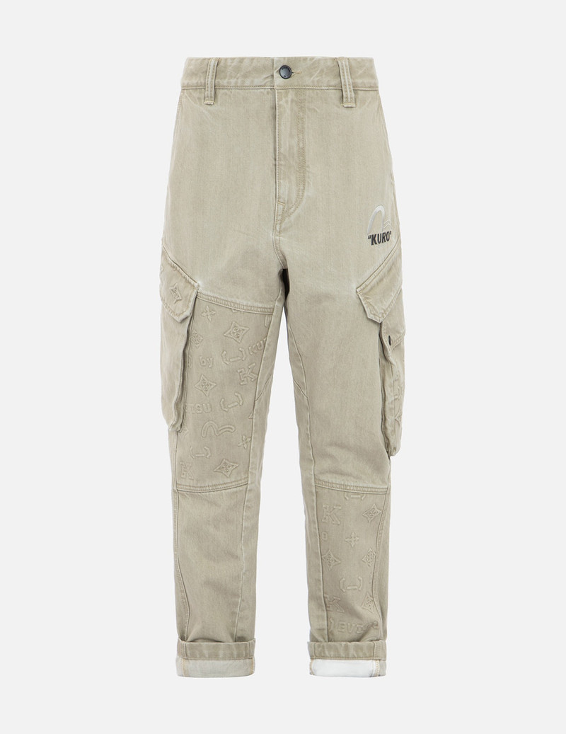 Mixed Graphic Embossed 3D Cargo Denim Joggers 1