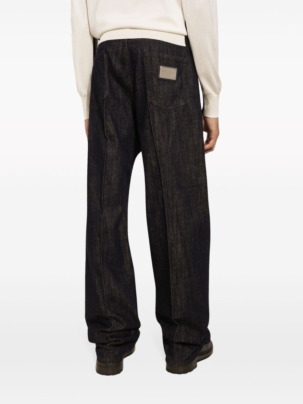 logo-appliquÃ© cotton wide-leg jeans - 5