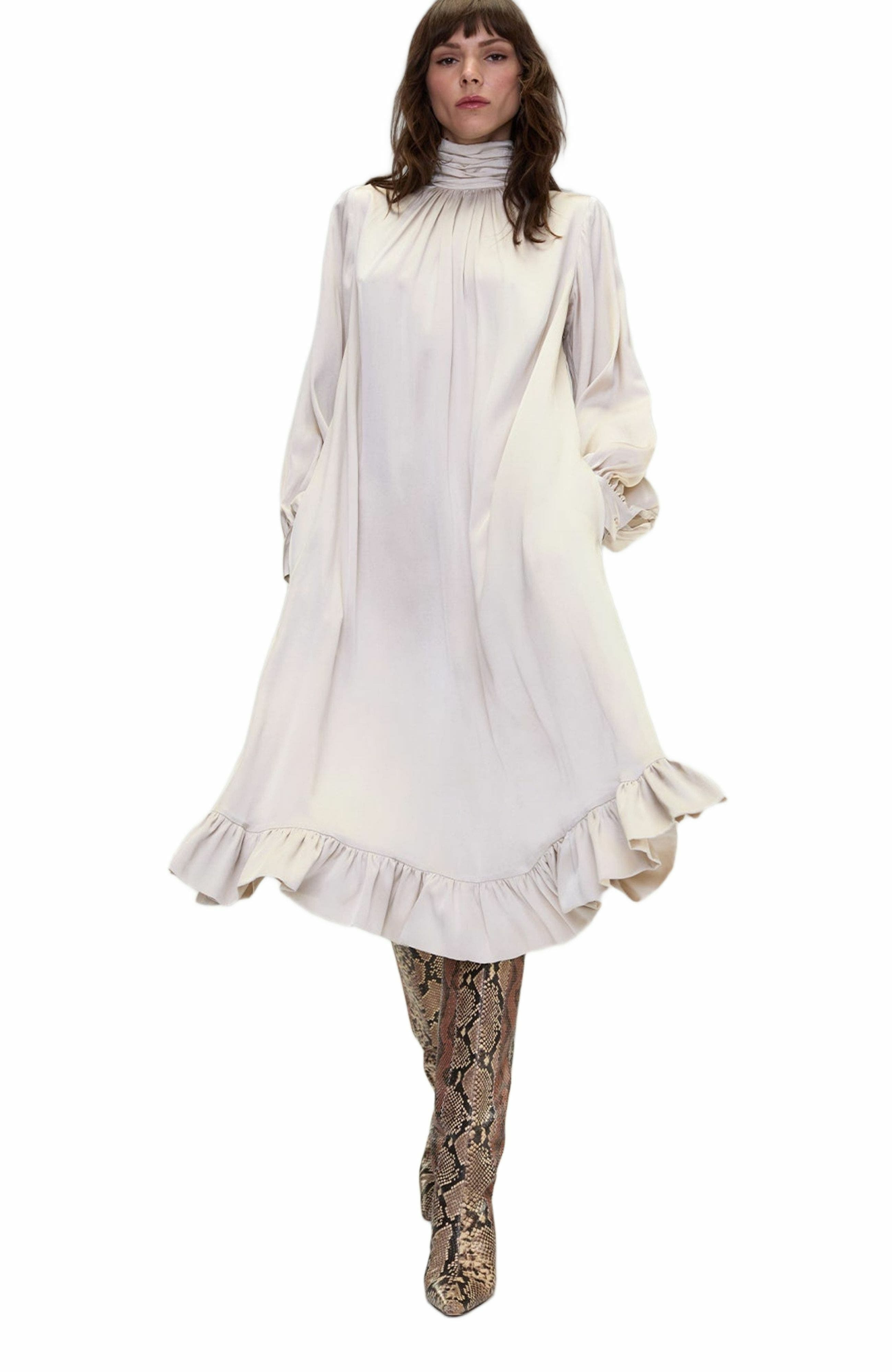 Cynthia Rowley Monroe Silk Charmeuse Dress in Stone at Nordstrom - 3