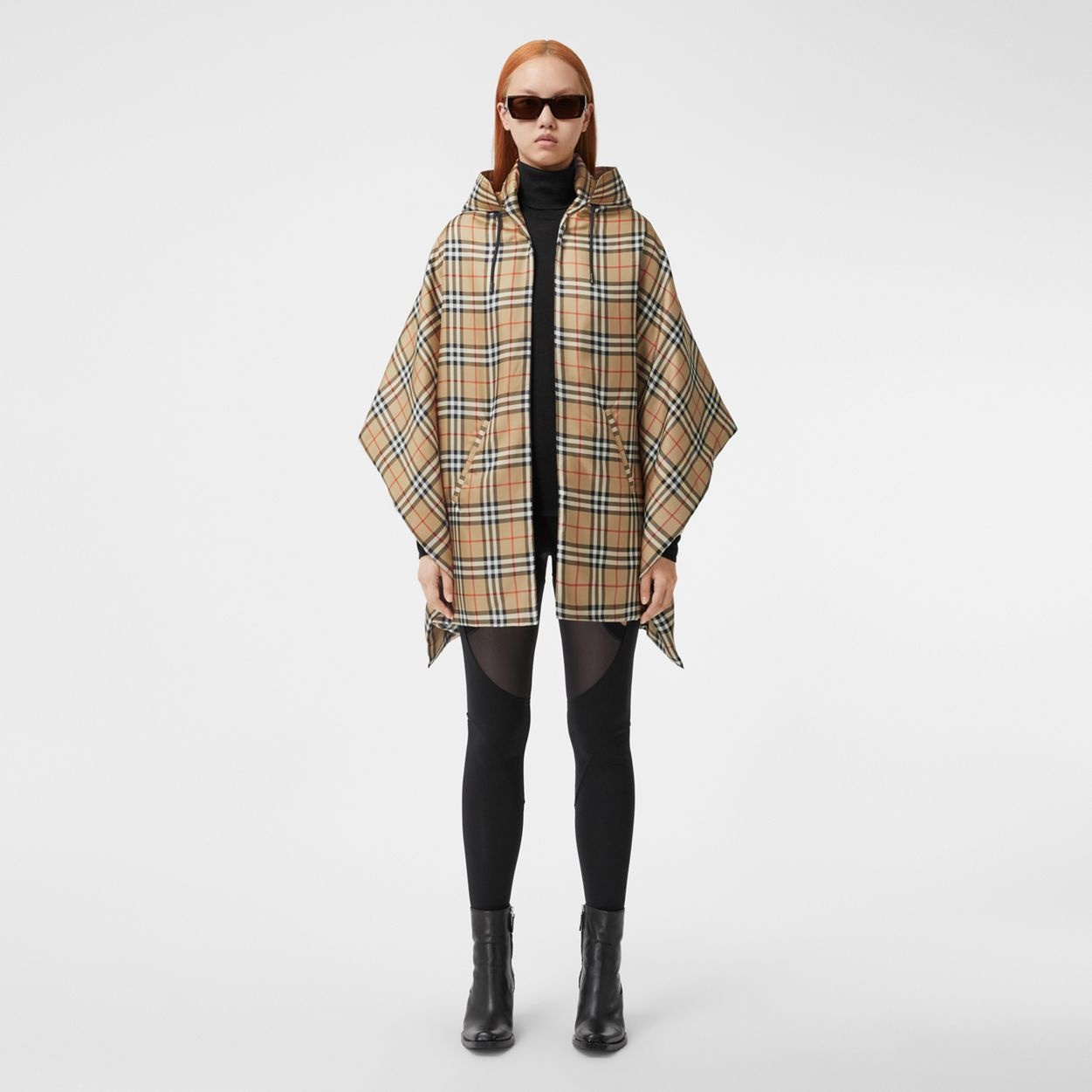 Vintage Check Silk Padded Cape - 1