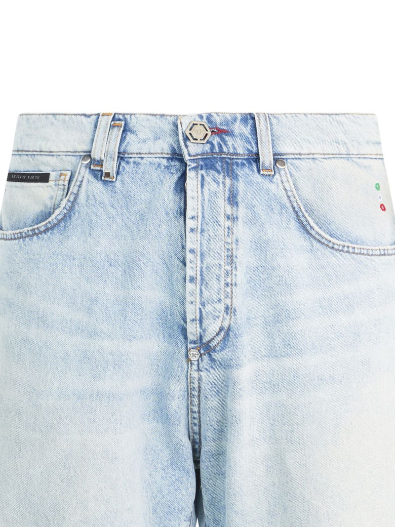 PHILIPP PLEIN belt-loop denim shorts outlook