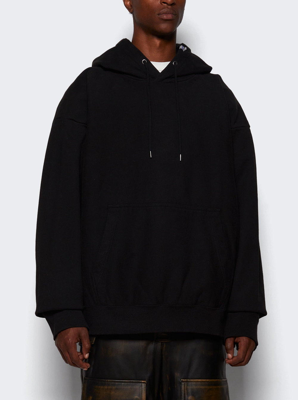French Terry Hooded Pullover Black - 2