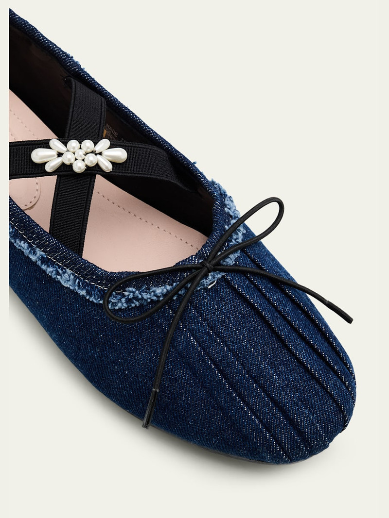 Simone Rocha Embellished Denim Grip Ballerina Flats outlook