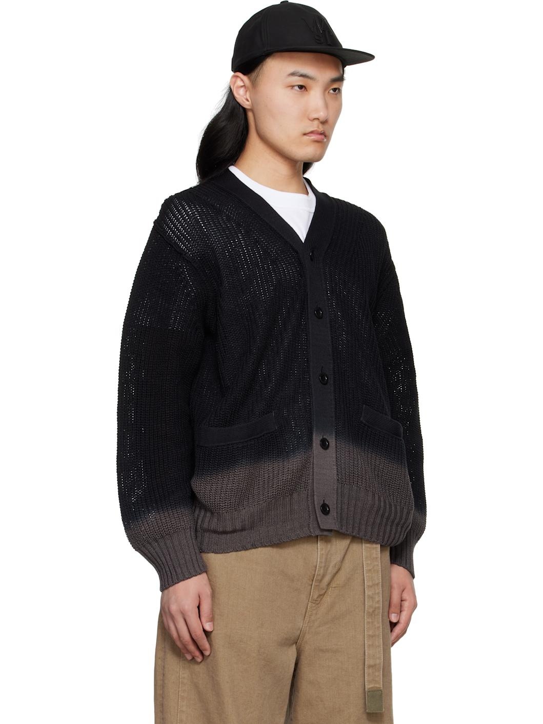 Black Garment Dye Knit Cardigan - 2