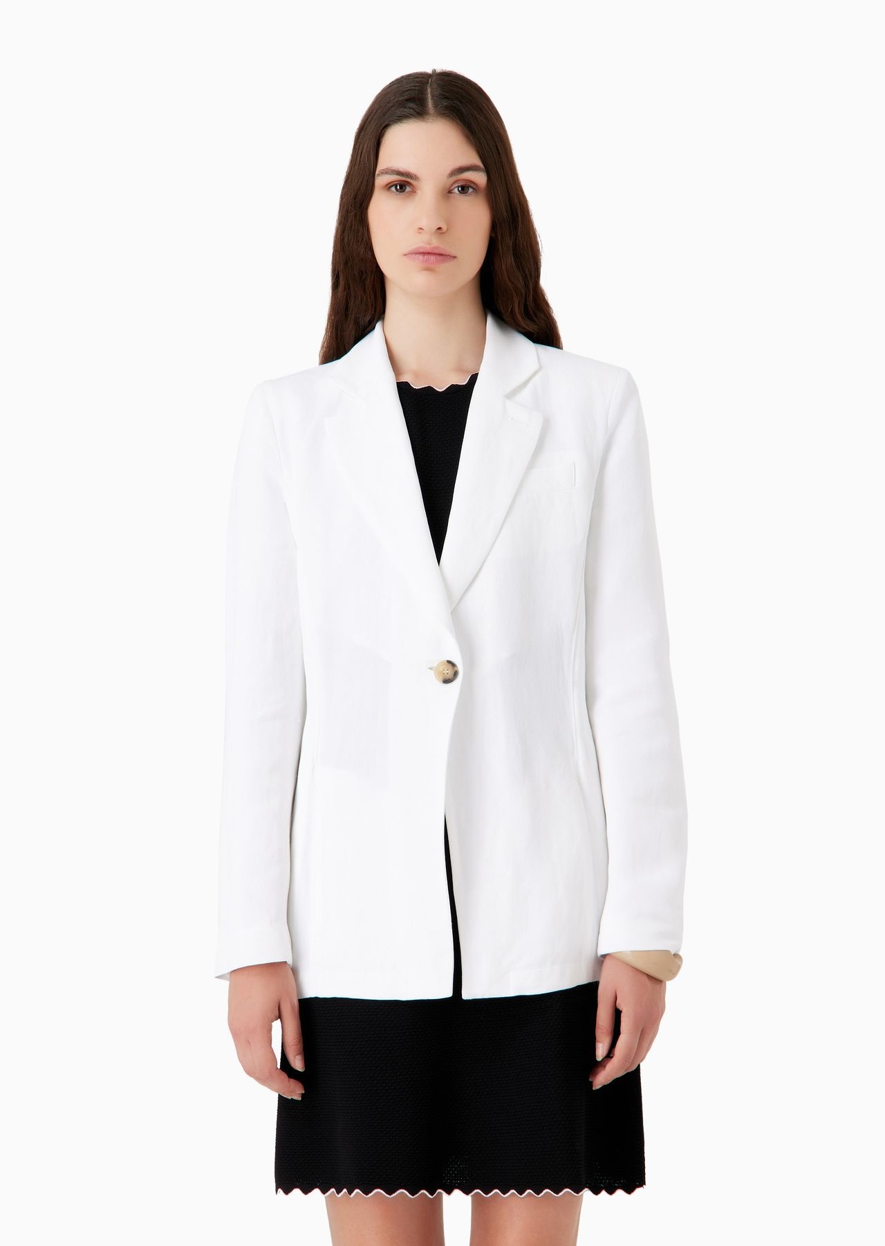 Linen-blend shantung blazer with ribbon ties - 2