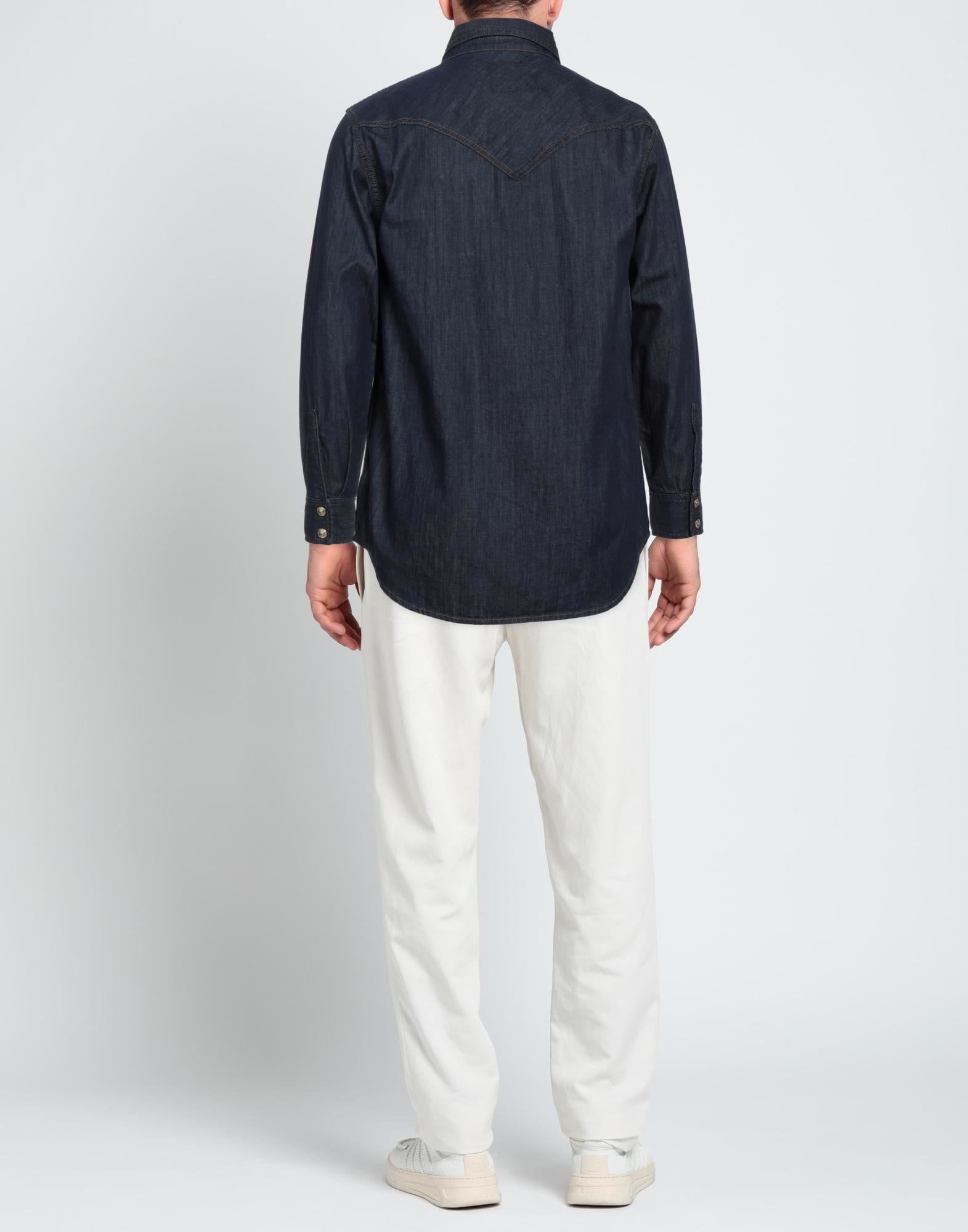シェフ vol 75 ~102 VERSACE JEANS COUTURE Blue Men's Denim Shirt | yoox | REVERSIBLE