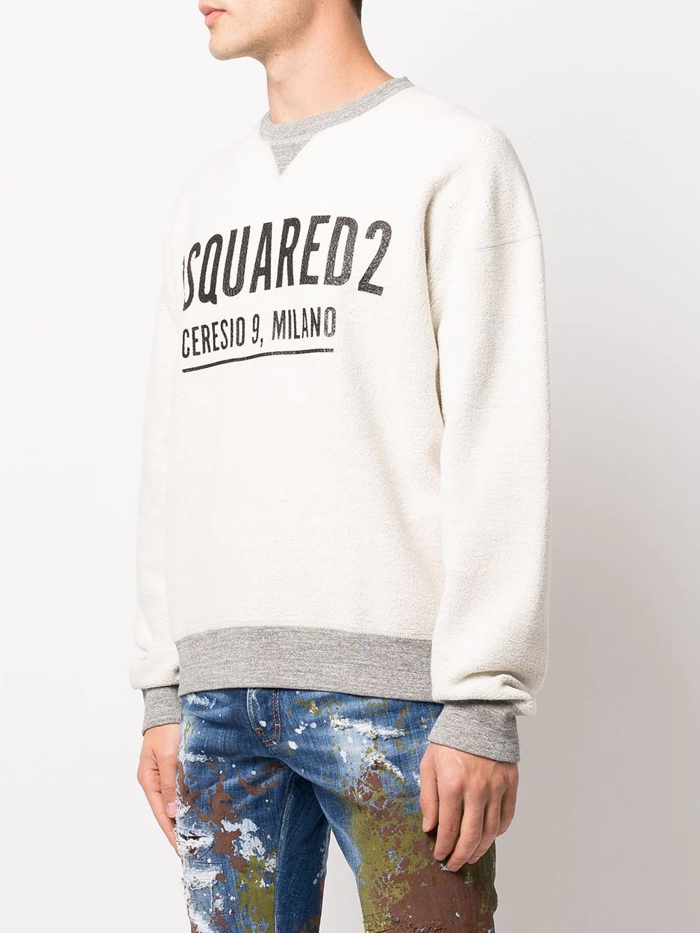 logo-print contrast-trimmed sweatshirt - 3