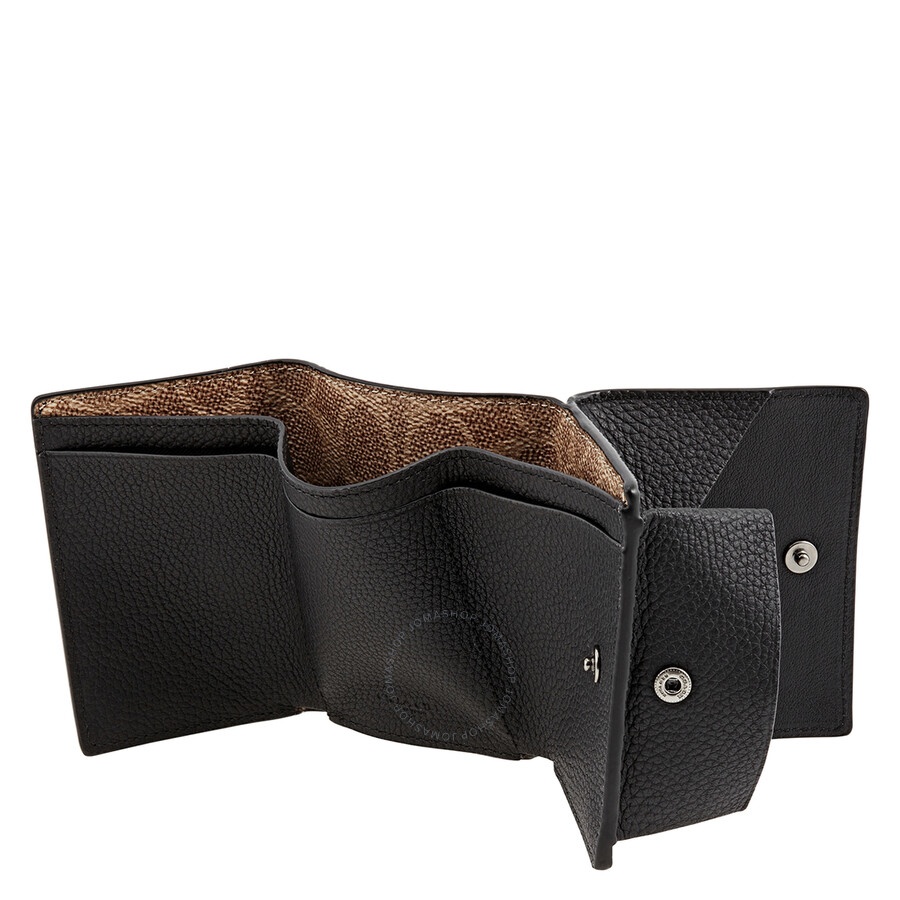 Coach Black/Khaki Trifold Origami Coin Wallet - 4
