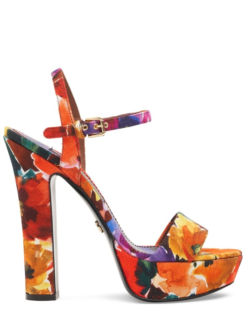 105mm Printed canvas platform sandals - 1