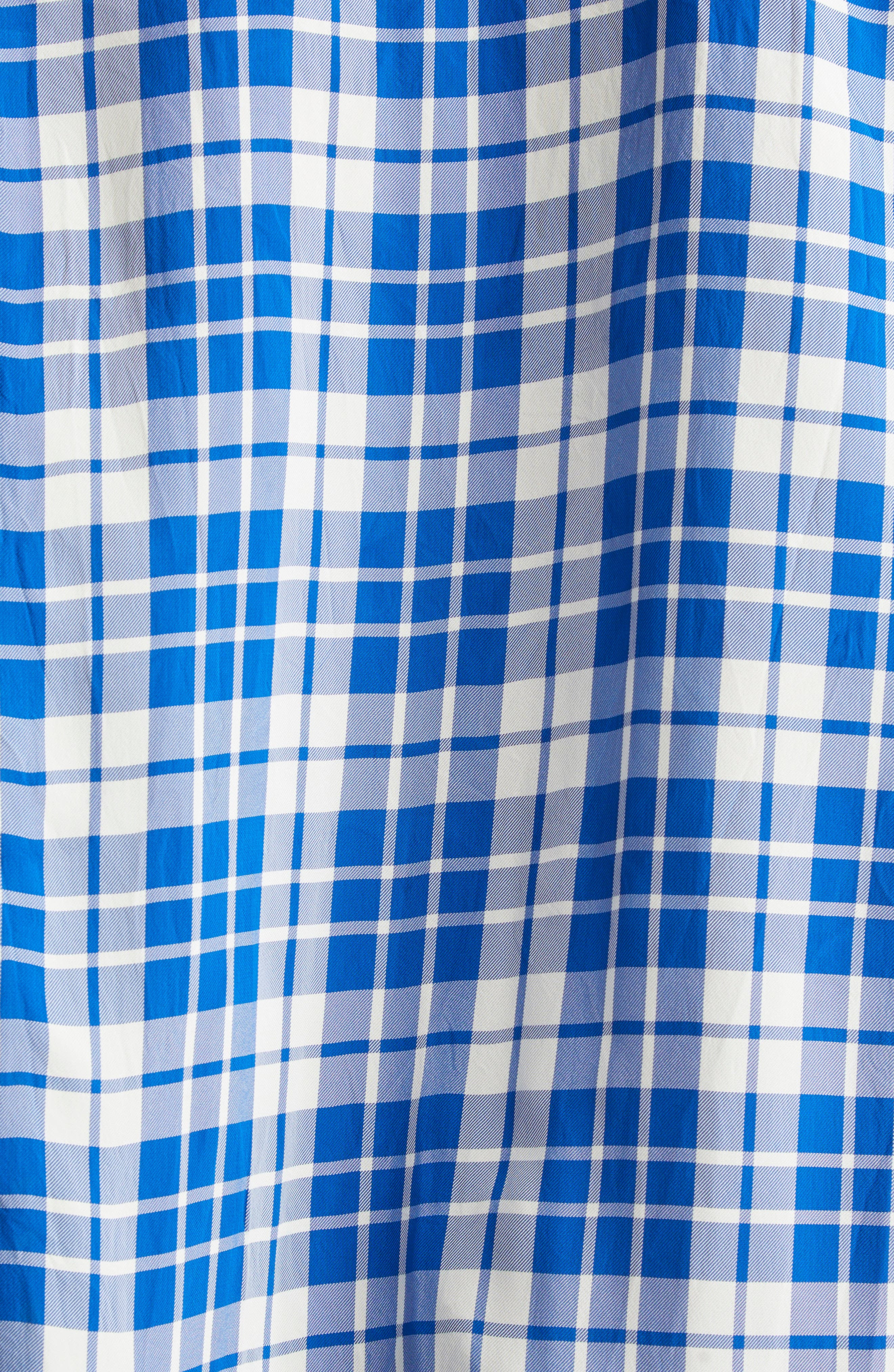 Proenza Schouler Bronwen Plaid Hammered Viscose Button-Up Shirt in Cobalt Multi at Nordstrom - 8