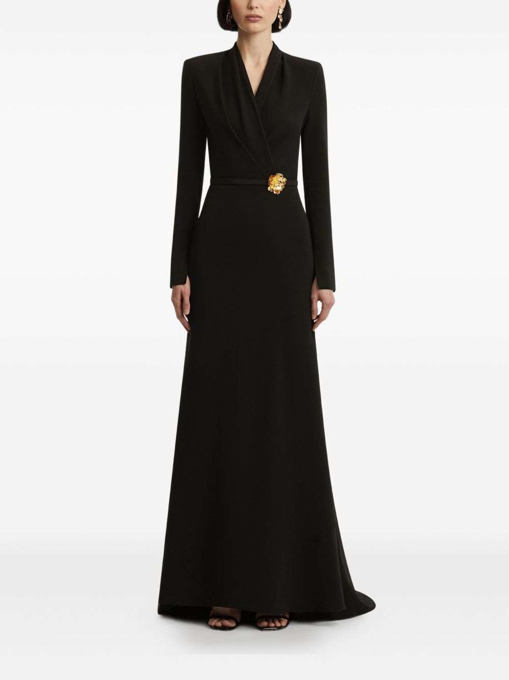 floral-embellished belted gown - 2