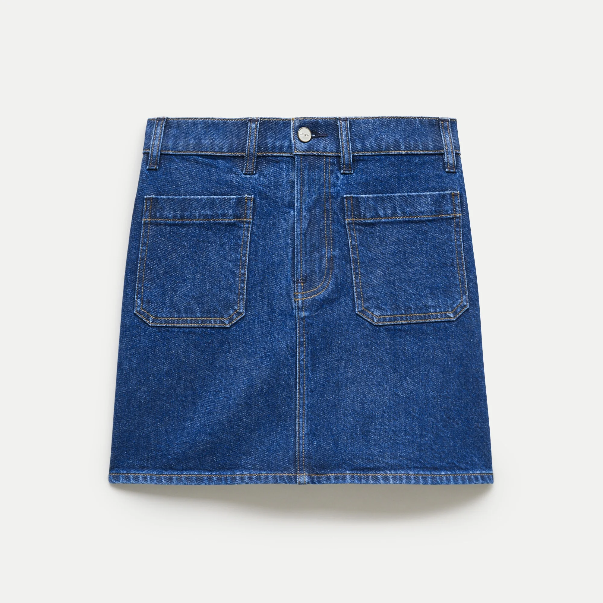 Denim mini skirt with patch pockets - 1