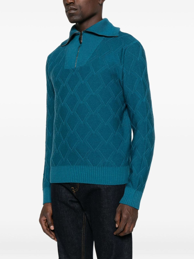diamond-pattern zip-neck sweater 3