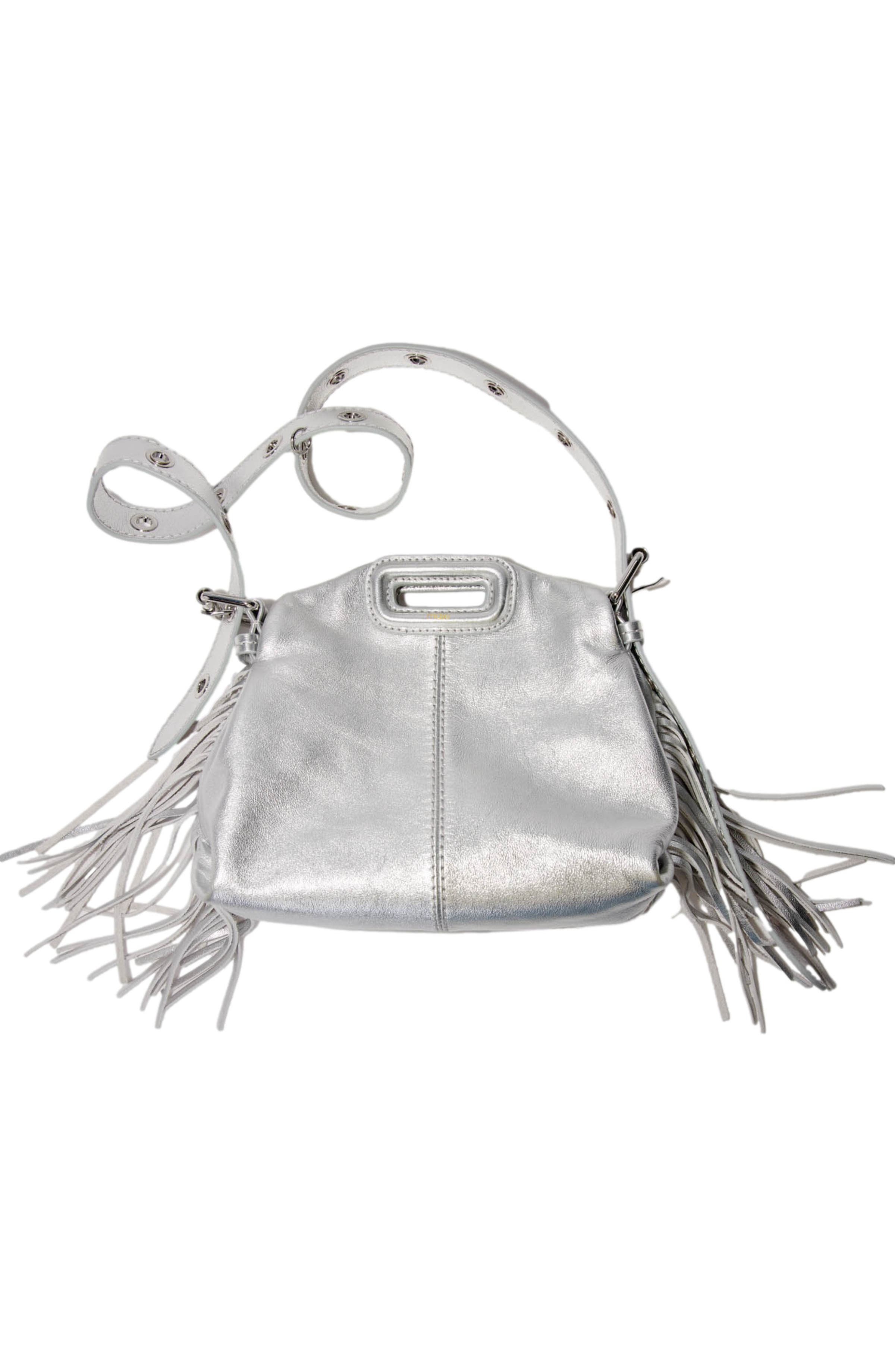 maje Metallic leather Miss M Mini bag in Silver at Nordstrom - 2