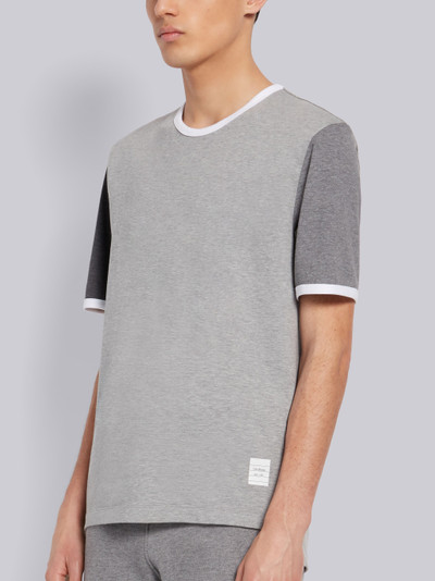 Thom Browne Tonal Grey Cotton Jersey Short Sleeve Ringer Tee outlook