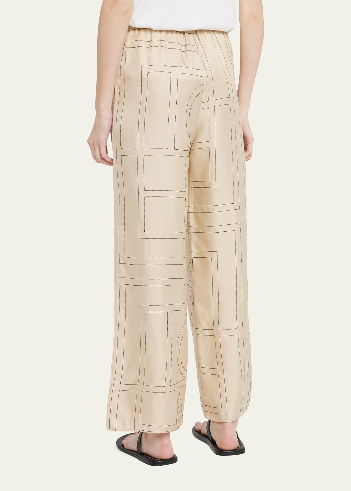 Monogram-Embroidered Silk Pajama Pants - 3
