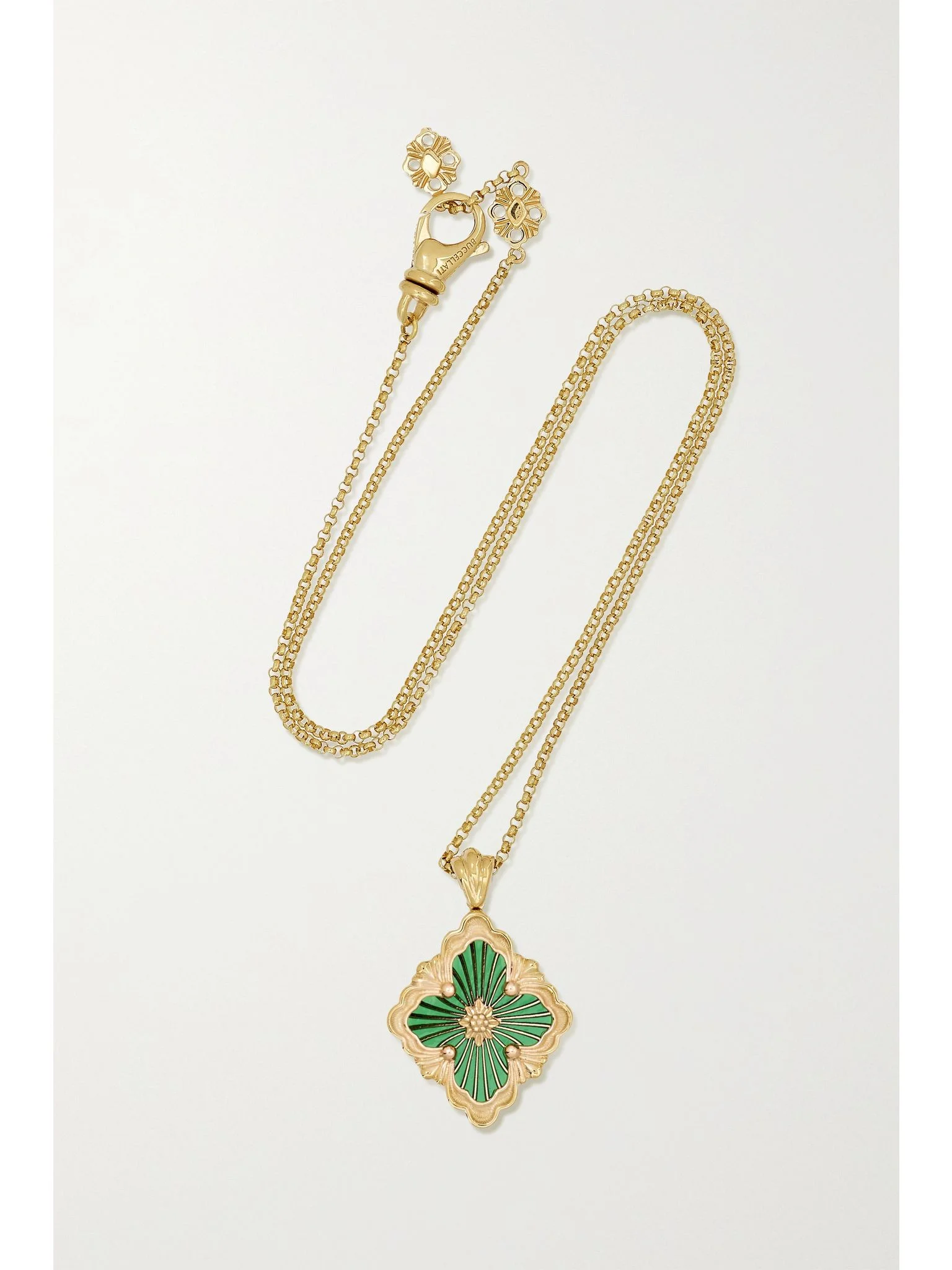 Opera Tulle 18-karat gold and enamel necklace Green - 1