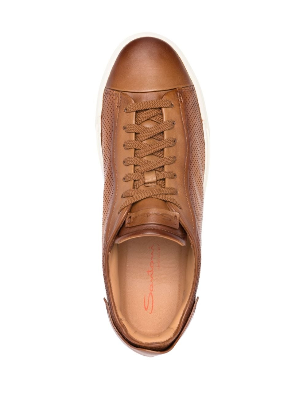 perforated-design leather sneakers - 4