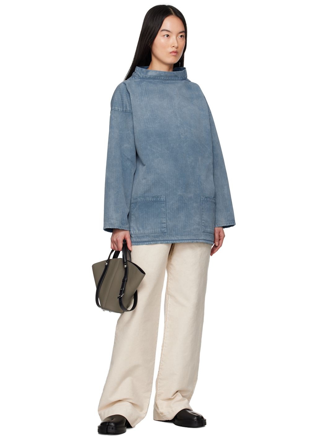 Blue Raw Edge Blouse - 4