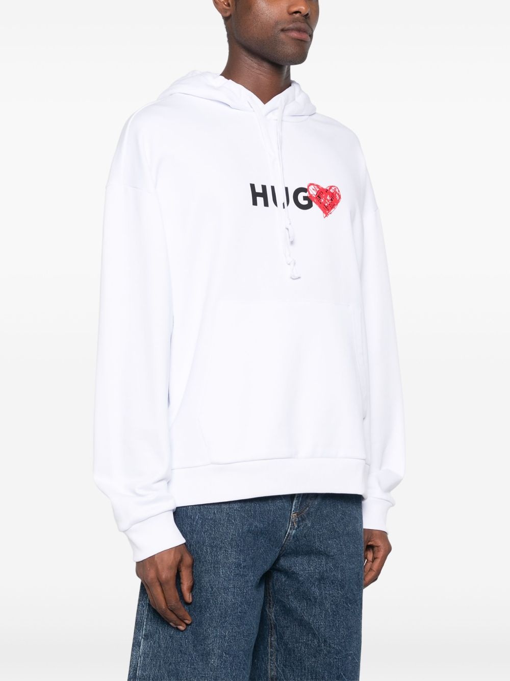 heart-print cotton hoodie - 3