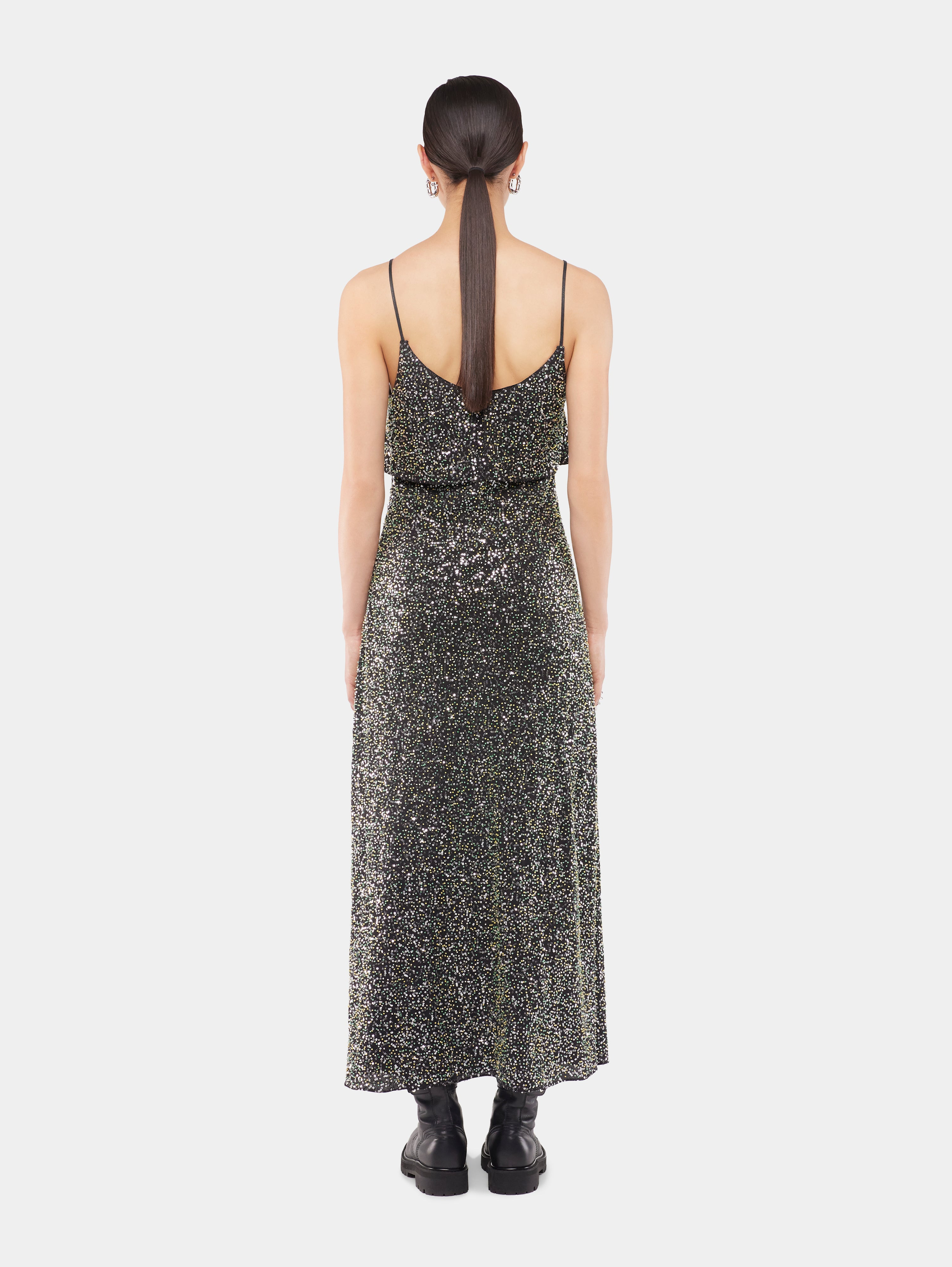MIDI DRESS IN CREPE WITH SEQUIN EMBROIDERY DETAILS - 3