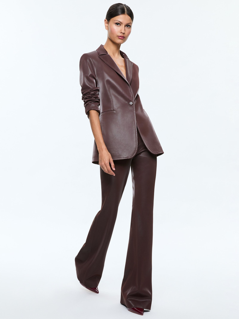 BREANN VEGAN LEATHER LONG FITTED BLAZER 5