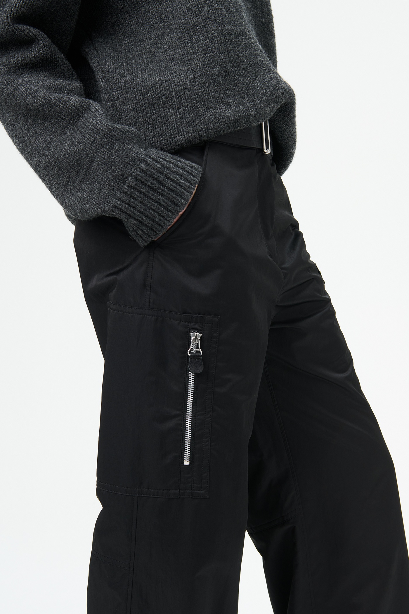 Pilot Trousers Black High Gloss Sateen - 5