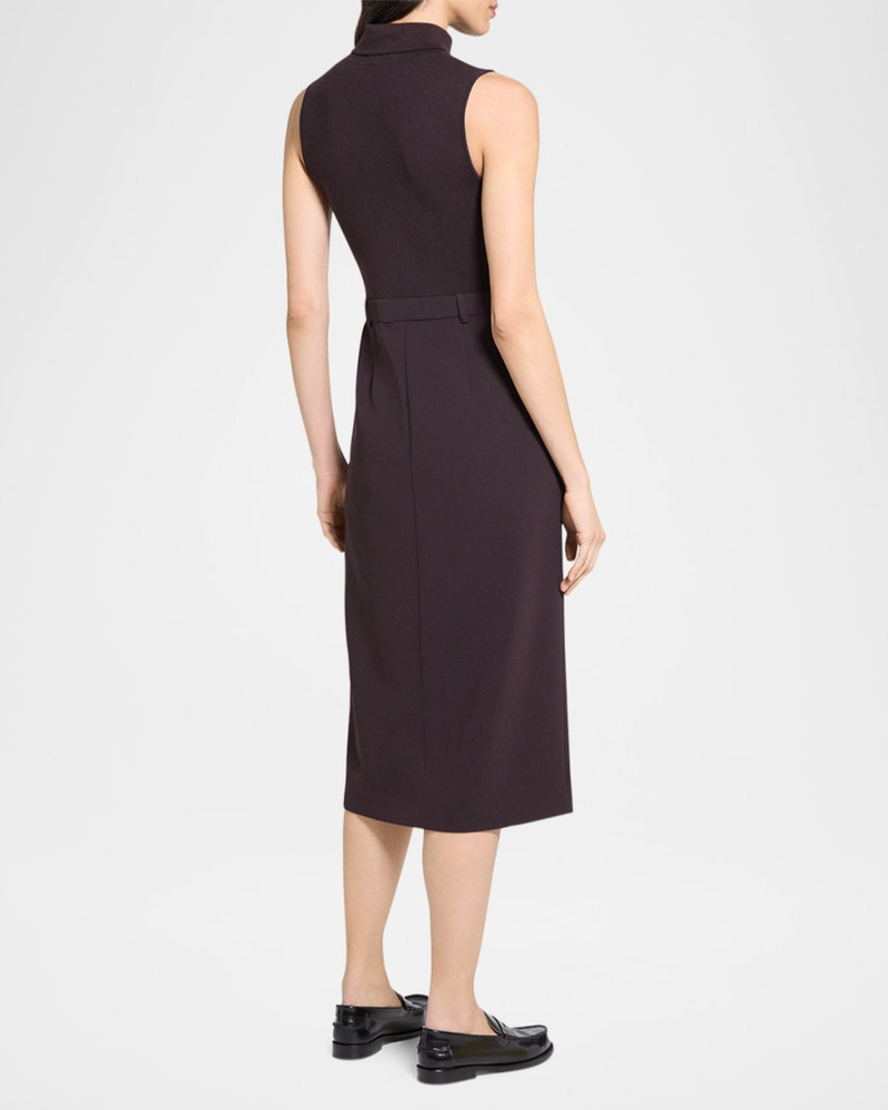 Theory Funnel-Neck Admiral Crepe Sleeveless Midi Dress outlook