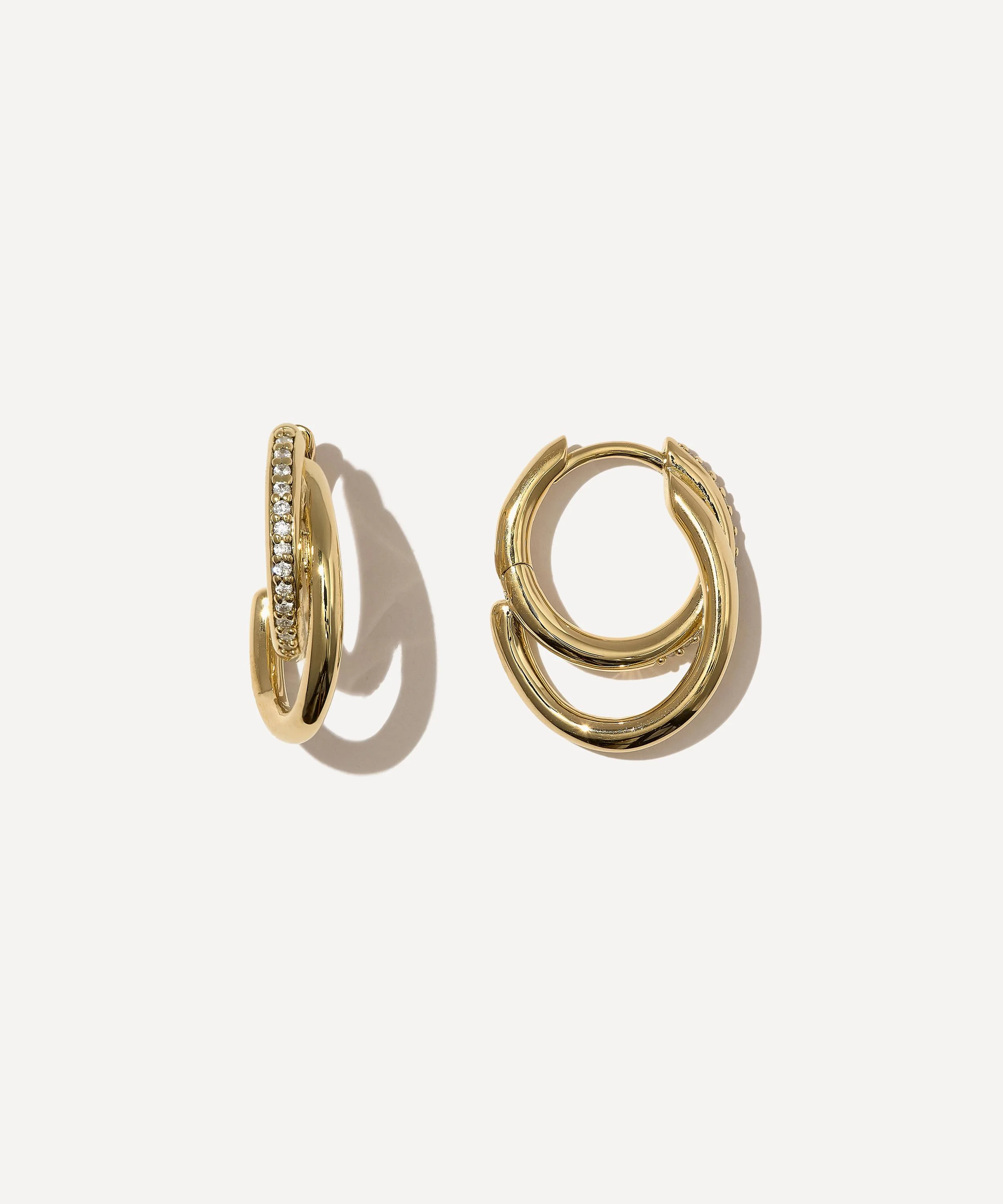 14ct Gold-Plated Vermeil Silver Small Pavé Spiralis Hoop Earrings - 1