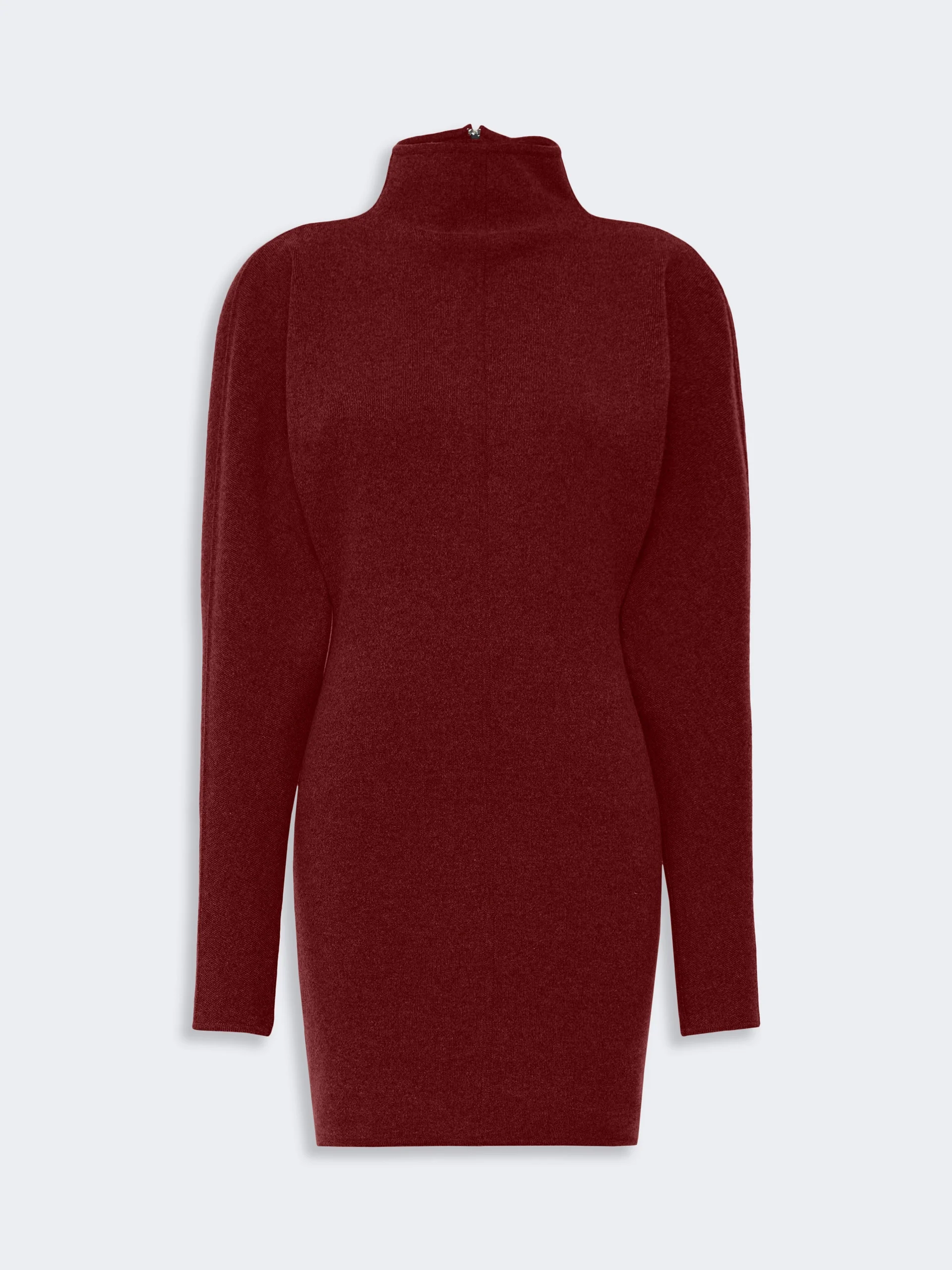 RACCONTO Short wool and cashmere yarn dress - BROWN BORDEAUX - 1