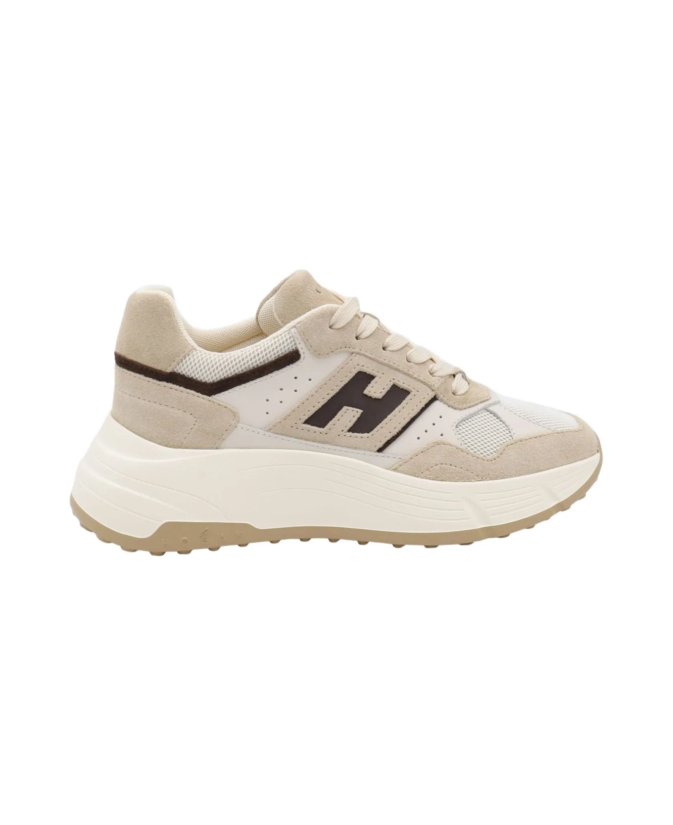 Beige Leather Sneakers - 1