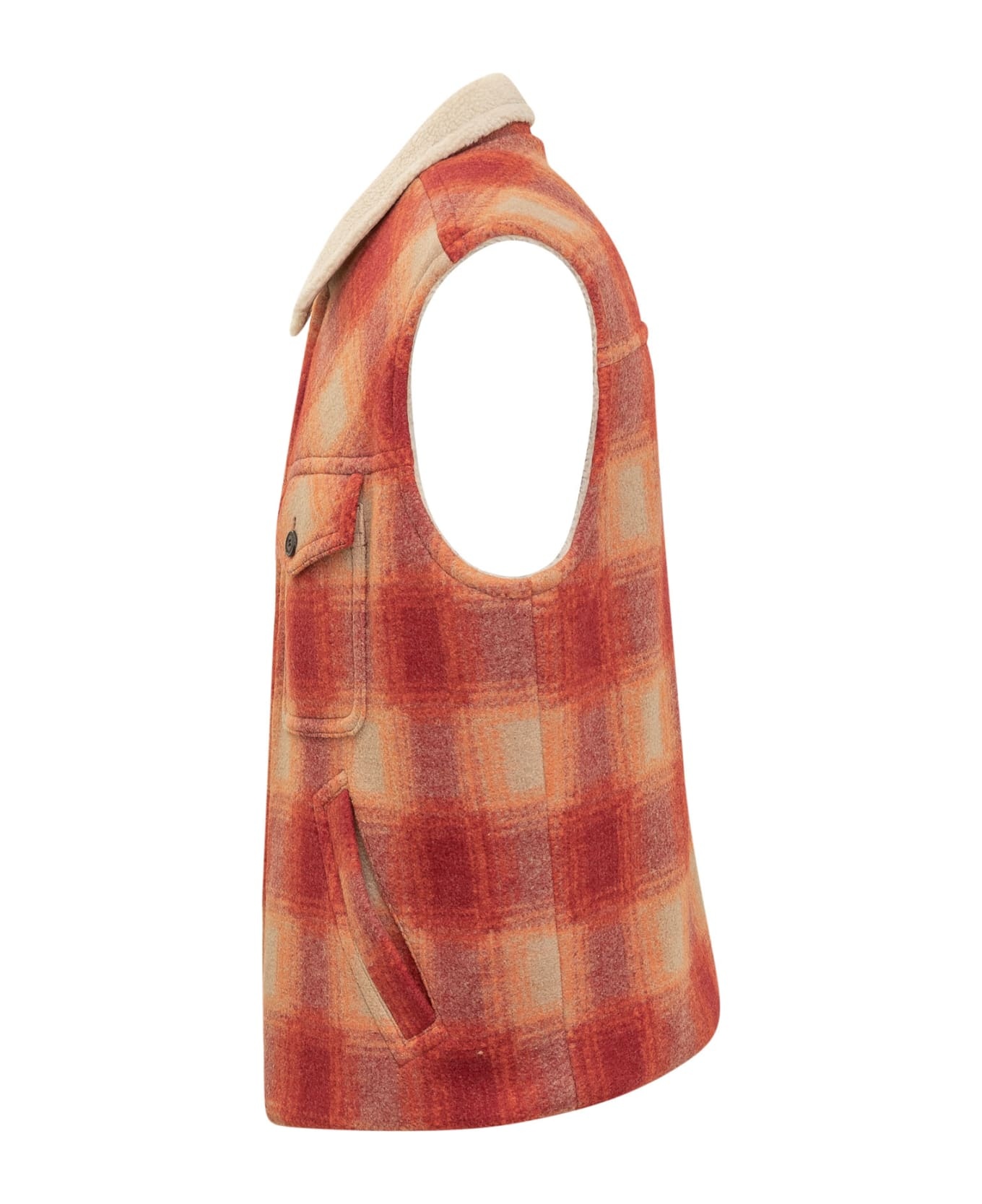 Plaid Checked Zip-up Gilet - 3